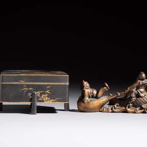Five Japanese and Japonism bronze wares and three pieces of lacquer ware, 19/20th C. — photo 10