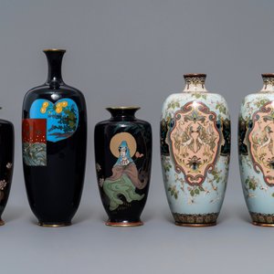 Five Japanese cloisonné vases, Meiji, 19th C. — photo 2
