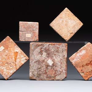 Five medieval slip-decorated tiles, France, Flanders and England, 15/16th C. — 照片 2