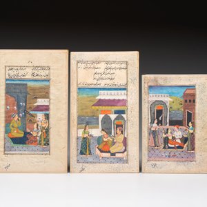 Five Persian miniatures and a lacquered book cover, Qajar, Iran, 19th C. — foto 4