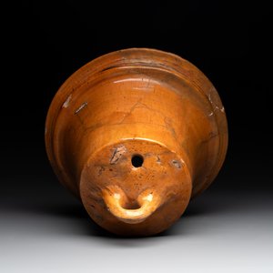 Five pieces of glazed earthenware cooking utensils and a fire bell, probably The Netherlands, 17th C. — photo 4