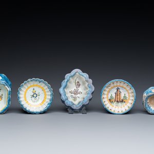 Five polychrome Brussels faience salts, 18/19th C. — 照片 3