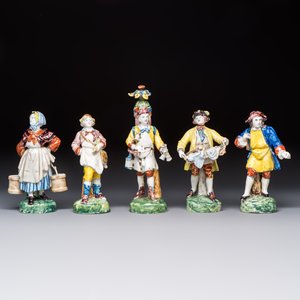 Five polychrome Delftware models of figures from everyday life, probably Desvres, France, 19th C. — photo 2
