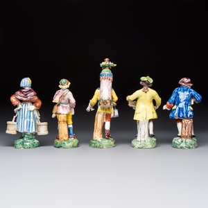 Five polychrome Delftware models of figures from everyday life, probably Desvres, France, 19th C. — photo 4