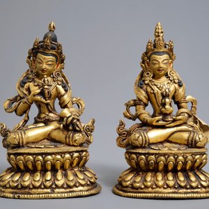 Five Sino-Tibetan gilt bronze Buddha figures, 19/20th C. — photo 4