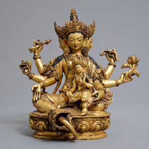 Five Sino-Tibetan gilt bronze Buddha figures, 19/20th C. — photo 10