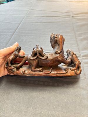 Five various Chinese wooden carvings and a censer, 19/20th C. — photo 4