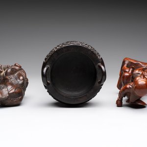 Five various Chinese wooden carvings and a censer, 19/20th C. — photo 14