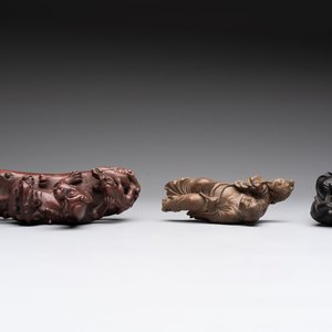 Five various Chinese wooden carvings and a censer, 19/20th C. — photo 6