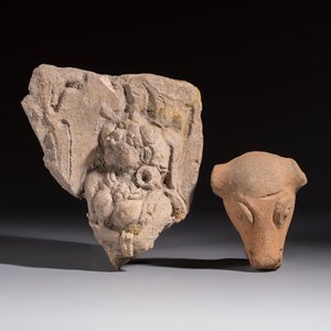 Five various pottery wares and a carved stone fragment, South Asia and Southeast Asia, 18th C. and earlier — 照片 14