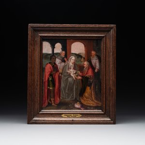 Flemish school: 'Adoration of the Magi', oil on panel, possibly Bruges, 17th C. — photo 1