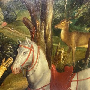 Flemish School after Albrecht Dürer, 16/17th C., oil on panel: The Vision of Saint Eustace or Saint Hubertus — photo 36