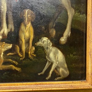 Flemish School after Albrecht Dürer, 16/17th C., oil on panel: The Vision of Saint Eustace or Saint Hubertus — photo 40