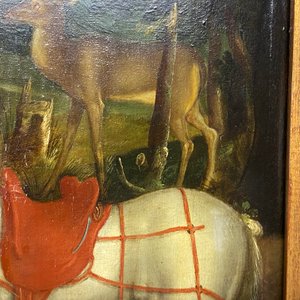 Flemish School after Albrecht Dürer, 16/17th C., oil on panel: The Vision of Saint Eustace or Saint Hubertus — photo 42