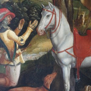 Flemish School after Albrecht Dürer, 16/17th C., oil on panel: The Vision of Saint Eustace or Saint Hubertus — photo 47