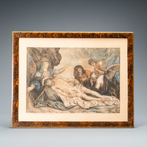 Flemish school, follower of Anthony van Dyck (1599-1641), mixed technique on paper, 17th C.: Lamentation over the Dead Christ — 照片 2