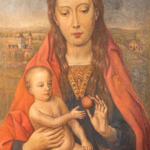 Flemish school, follower of Hans Memling (1430-1494): Madonna and Child, oil on panel, 19th C. — photo 1