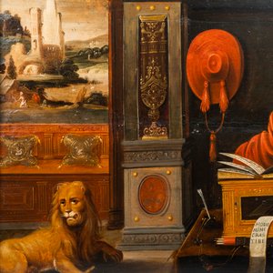 Flemish school, follower of Joos van Cleve (ca. 1485-1540), oil on panel, 16/17th C.: Hieronymus in his study — photo 4