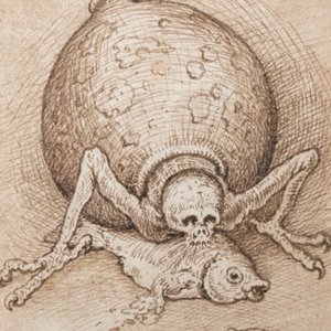 Flemish school, follower of Pieter Bruegel the Elder, pen and brown ink on paper, 19th C.: a fantastic creature with a fish — photo 1