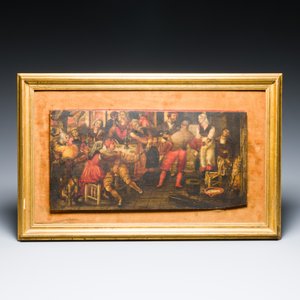 Flemish school: 'Making merry at an inn', oil on panel, 17th C. — 照片 2