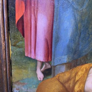 Flemish school: Roman soldiers fighting over their dice game in front of Christ at the cross, oil on panel, 1st half 16th C. — photo 75
