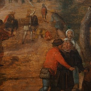 Flemish school: Village festival with festive table, oil on panel, 17th C. — photo 3