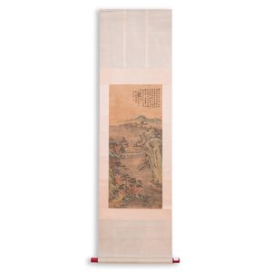 Follower of Qiu Ying 仇英 (1494-1552): 'Mountainous landscape with pavilions', ink and colour on silk, dated 1545 but probably later — 照片 3