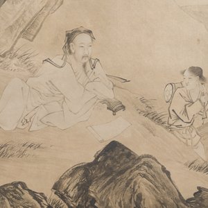 Follower of Qiu Ying 仇英 (1494-1552): 'Sage with a servant', ink on paper — photo 6