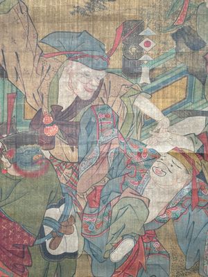 Follower of Su Hanchen 蘇漢臣 (1094-1172): 'Knick-knack peddler', ink and colour on silk, Qing or later — foto 2