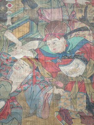 Follower of Su Hanchen 蘇漢臣 (1094-1172): 'Knick-knack peddler', ink and colour on silk, Qing or later — foto 3