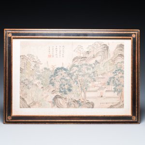 Follower of Tang Yin 唐寅 (1470-1524): 'Five landscapes and an album with two landscapes', ink and colour on silk, 20th C. — photo 2