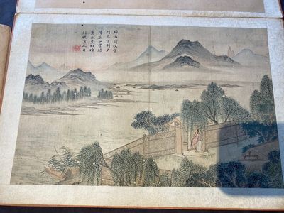 Follower of Tang Yin 唐寅 (1470-1524): 'Five landscapes and an album with two landscapes', ink and colour on silk, 20th C. — 照片 2