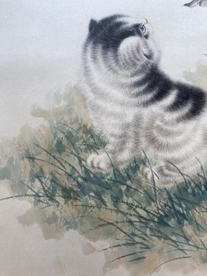 Follower of Wang Xuetao 王雪濤 (1903-1982): 'Cat and mantis', ink and colour on paper, dated 1945 — photo 5