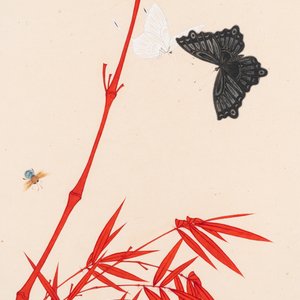 Follower of Yu Fei'an 于非闇 (1889-1959): 'Bamboo and butterfly', ink and colour on paper, dated 1944 — foto 4