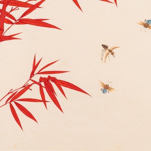 Follower of Yu Fei'an 于非闇 (1889-1959): 'Bamboo and butterfly', ink and colour on paper, dated 1944 — foto 5