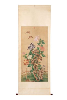 Follower of Zou Yigui 邹一桂(1686-1772): 'Chrysanthemum', ink and colour on paper, 20th C.