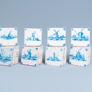 Forty Dutch Delft blue and white 'landscape' tiles, 18th C. — photo 1