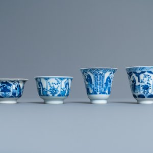 Forty-six Chinese blue and white cups and twenty-five saucers with 'Long Eliza', various marks, 19th C. — 照片 5