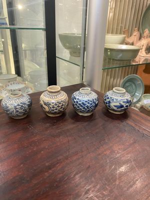 Four Annamese or Vietnamese blue and white covered boxes and four jarlets, Hoi An shipwreck, 15/16th C. — photo 1