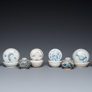 Four Annamese or Vietnamese blue and white covered boxes and four jarlets, Hoi An shipwreck, 15/16th C. — photo 1