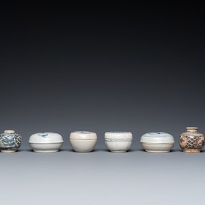 Four Annamese or Vietnamese blue and white covered boxes and four jarlets, Hoi An shipwreck, 15/16th C. — photo 3
