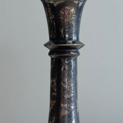 Four Bidri metal hookah bases and a copper hookah base or vase — 照片 37