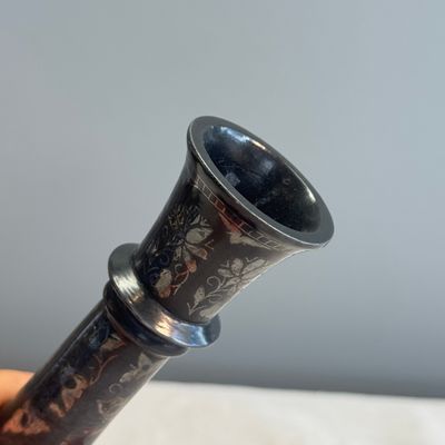 Four Bidri metal hookah bases and a copper hookah base or vase — 照片 40