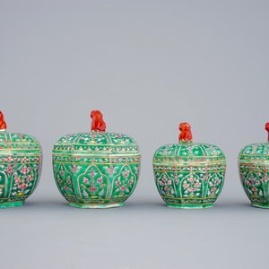 Four Chinese Bencharong porcelain thai market boxes and covers, 19th C. — 照片 3