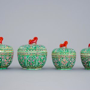 Four Chinese Bencharong porcelain thai market boxes and covers, 19th C. — 照片 4
