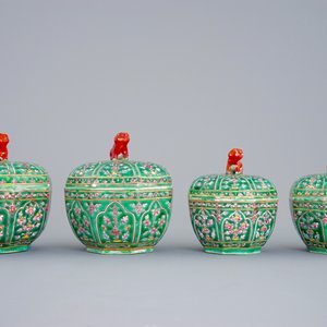 Four Chinese Bencharong porcelain thai market boxes and covers, 19th C. — 照片 5