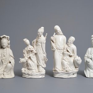 Four Chinese blanc de Chine figures and groups, 19/20th C. — 照片 2