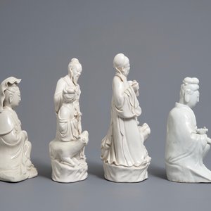Four Chinese blanc de Chine figures and groups, 19/20th C. — 照片 3