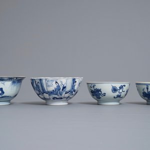Four Chinese blue and white bowls, Kangxi — 照片 4