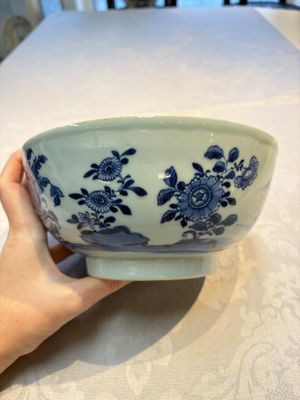 Four Chinese blue and white bowls, Qi Zhen Ru Yu 奇珍如玉 and Ding mark, Kangxi/Qianlong — photo 3